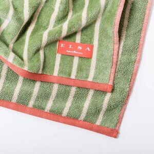 BUSINESS AND PLEASURE CO Green Stripes Retro Beach Blanket NWT NIB